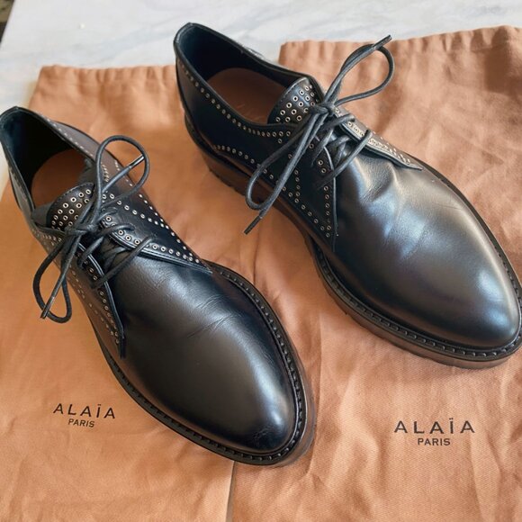 Alaia Eyelet Derby Loafers in Black | US size 6 (EU 36.5) | Excellent Condition - Picture 2 of 16